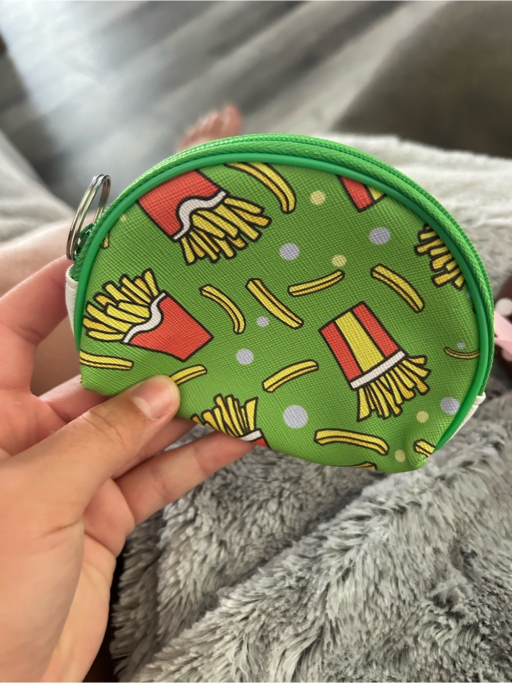 5/$25 Green Kids Coin Purse with Fries Pattern wallet